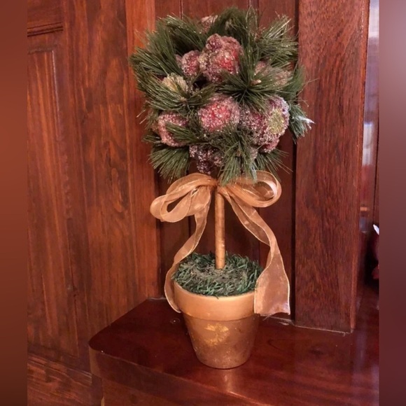 GORGEOUS NWT CHRISTMAS FRUIT TOPIARY TREE ORNATE WITH BRONZE BOW❤️SHIP SAME DAY - Picture 1 of 6